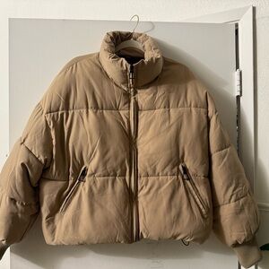 SHEIN Tan Puffer Jacket for Women